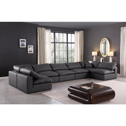 Comfy Black Vegan Leather Modular Sectional
