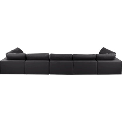 Comfy Black Vegan Leather Modular Sectional