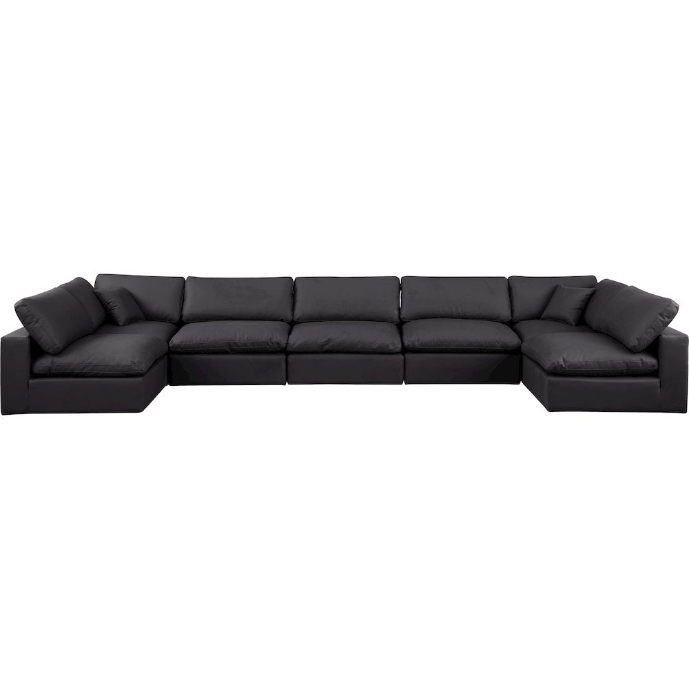 Comfy Black Vegan Leather Modular Sectional