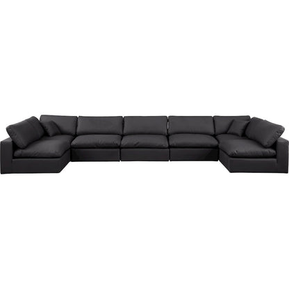 Comfy Black Vegan Leather Modular Sectional