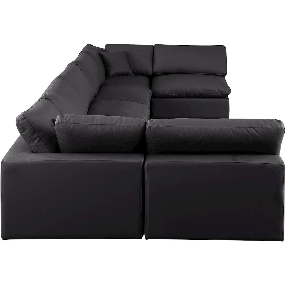 Comfy Black Vegan Leather Modular Sectional