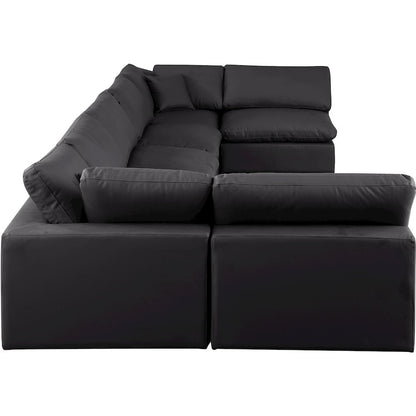 Comfy Black Vegan Leather Modular Sectional