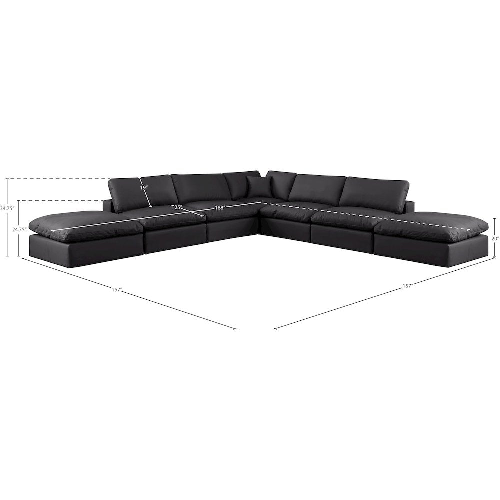 Comfy Black Vegan Leather Modular Sectional