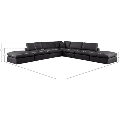 Comfy Black Vegan Leather Modular Sectional