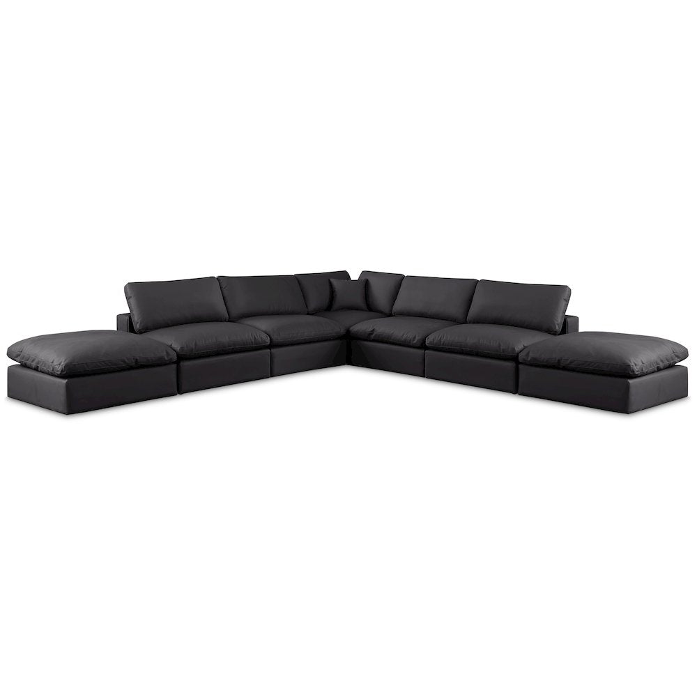 Comfy Black Vegan Leather Modular Sectional