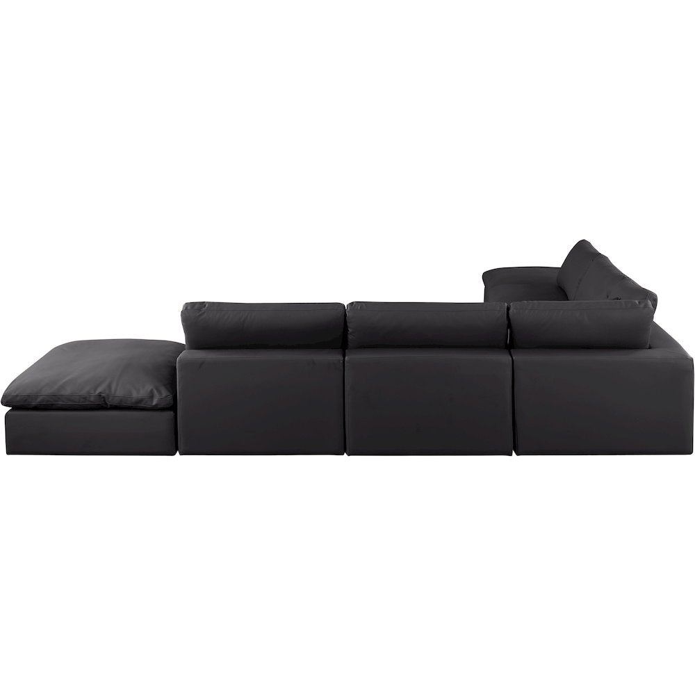 Comfy Black Vegan Leather Modular Sectional