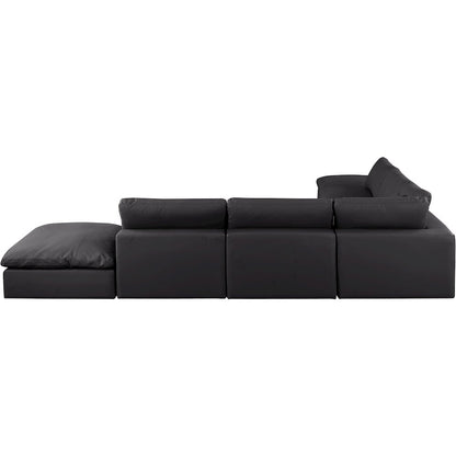Comfy Black Vegan Leather Modular Sectional