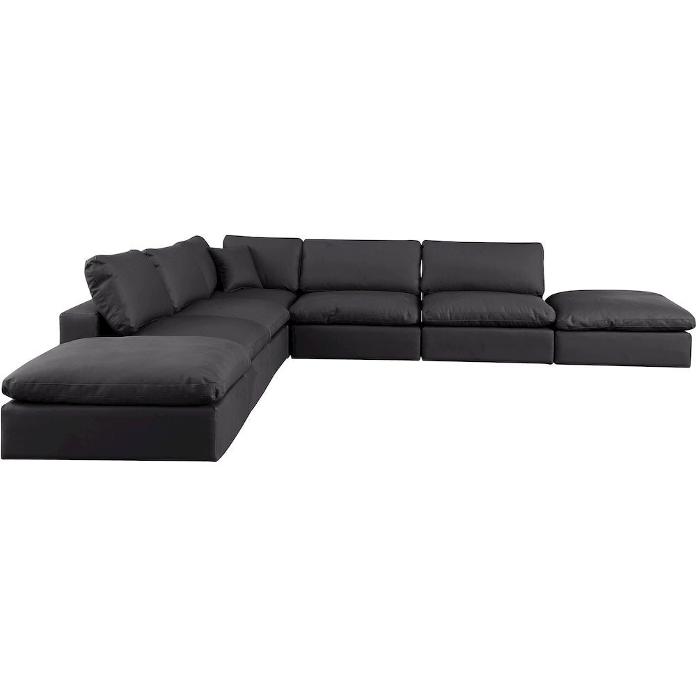 Comfy Black Vegan Leather Modular Sectional