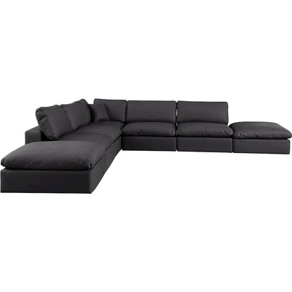 Comfy Black Vegan Leather Modular Sectional