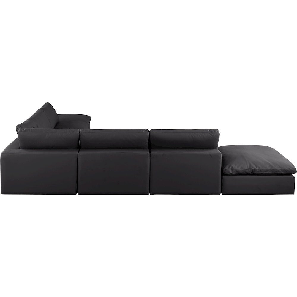 Comfy Black Vegan Leather Modular Sectional