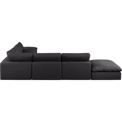 Comfy Black Vegan Leather Modular Sectional