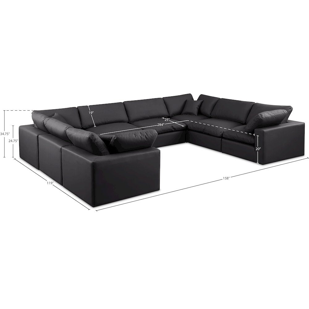 Comfy Black Vegan Leather Modular Sectional