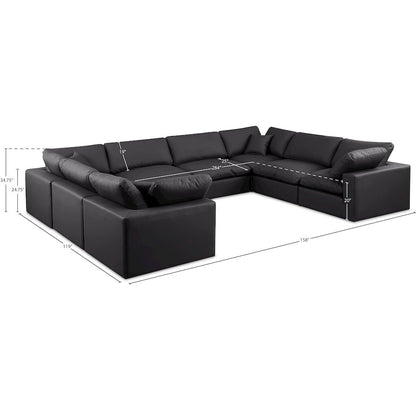 Comfy Black Vegan Leather Modular Sectional