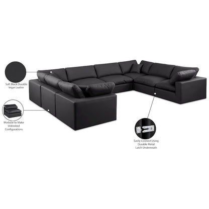 Comfy Black Vegan Leather Modular Sectional