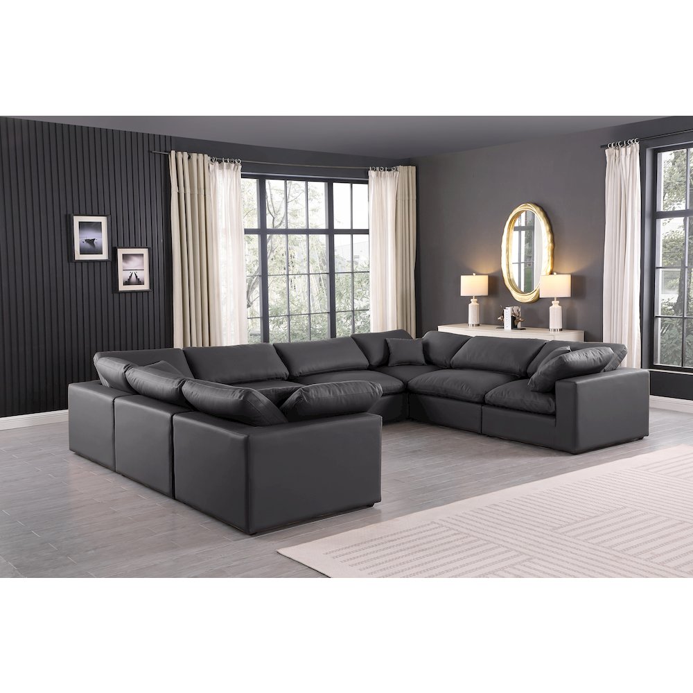 Comfy Black Vegan Leather Modular Sectional