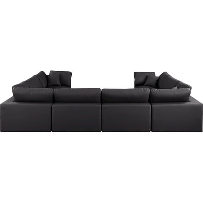 Comfy Black Vegan Leather Modular Sectional