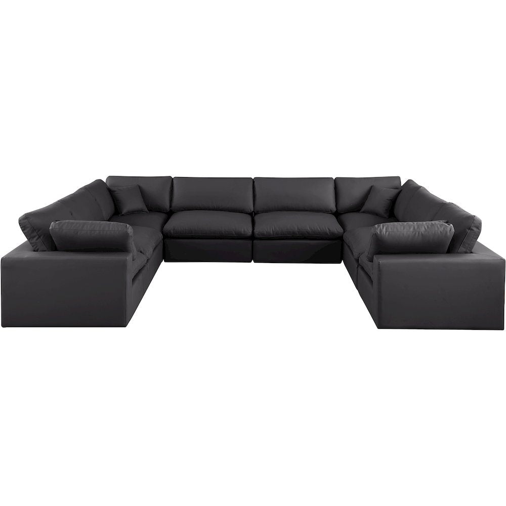 Comfy Black Vegan Leather Modular Sectional