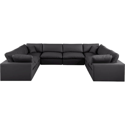 Comfy Black Vegan Leather Modular Sectional