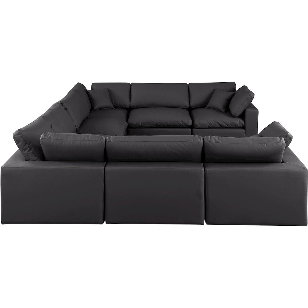 Comfy Black Vegan Leather Modular Sectional