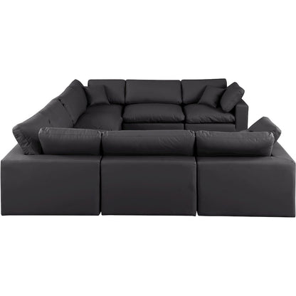 Comfy Black Vegan Leather Modular Sectional