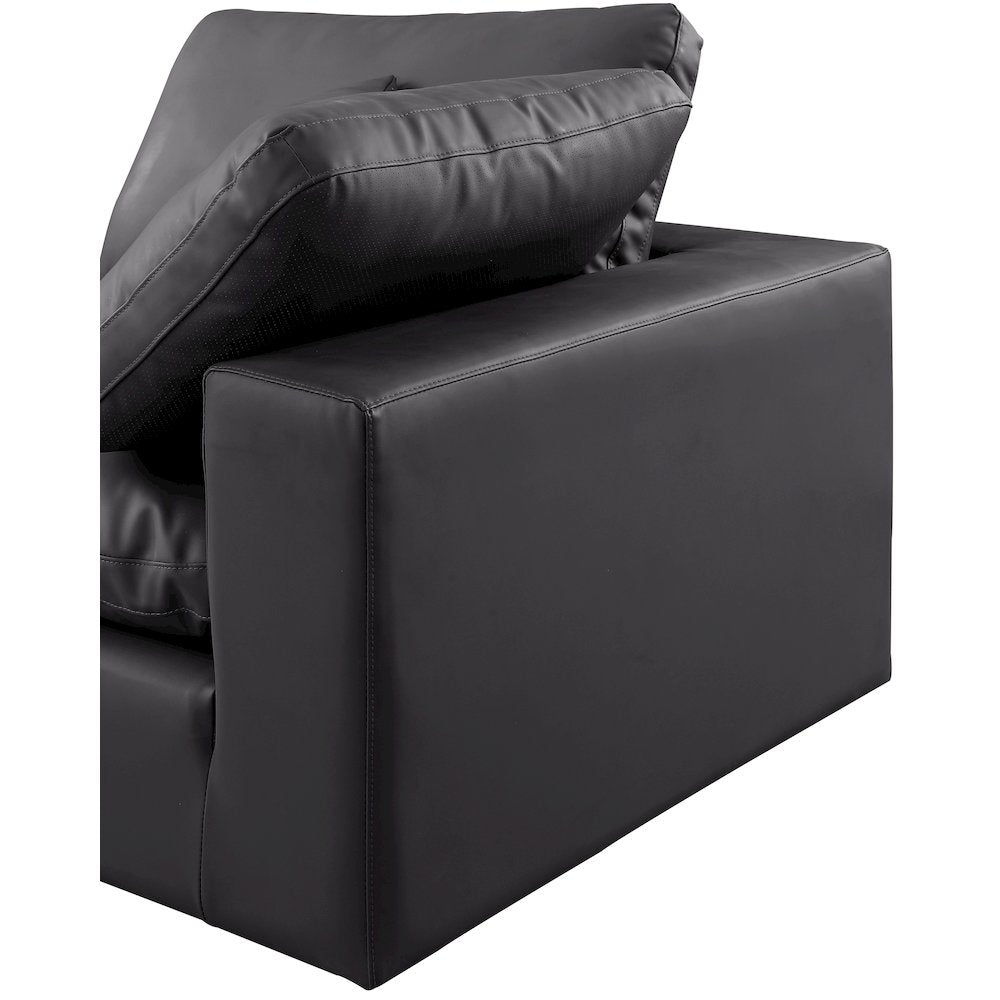 Comfy Black Vegan Leather Modular Sectional