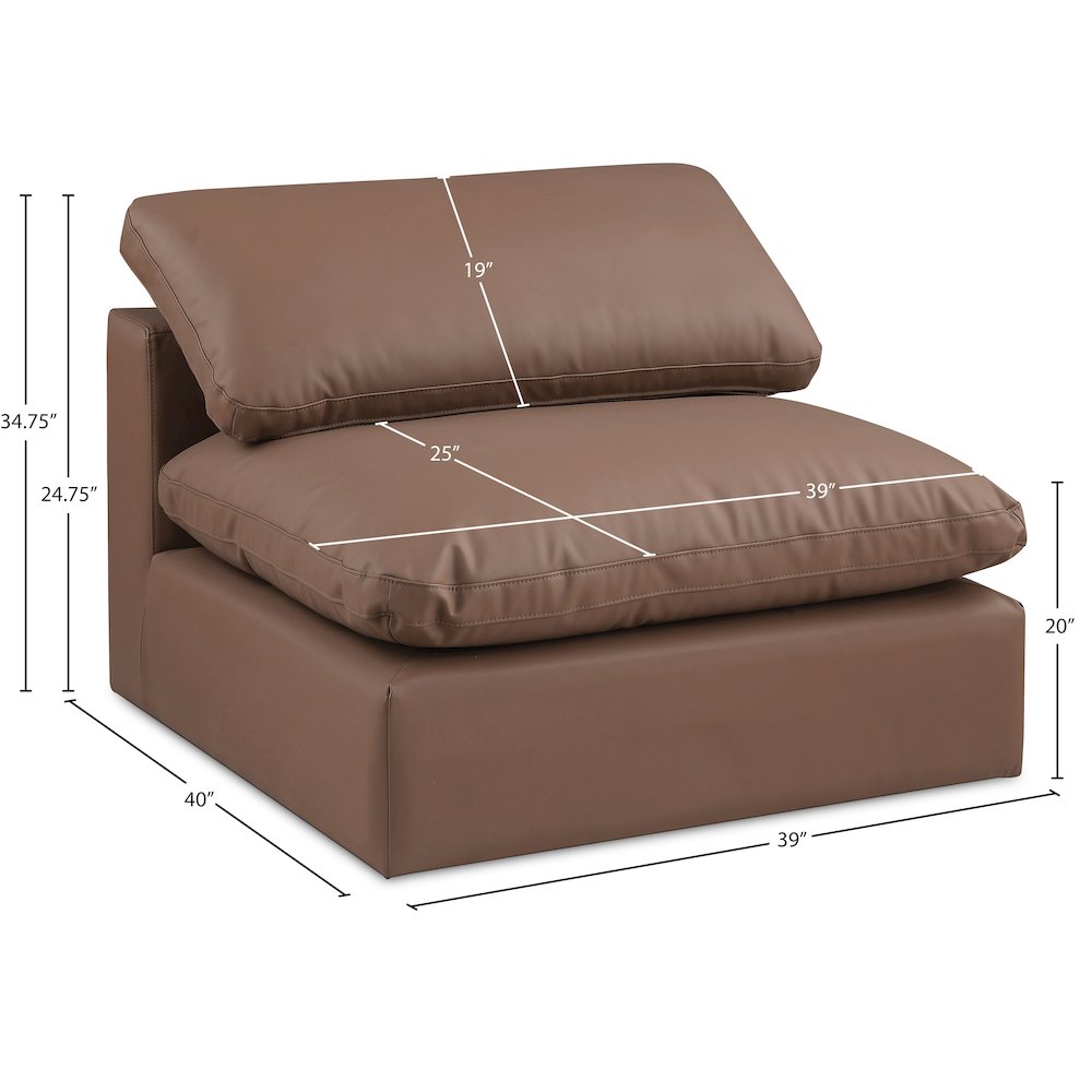 Comfy Brown Vegan Leather Modular Armless Chair