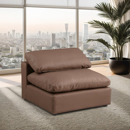 Comfy Brown Vegan Leather Modular Armless Chair