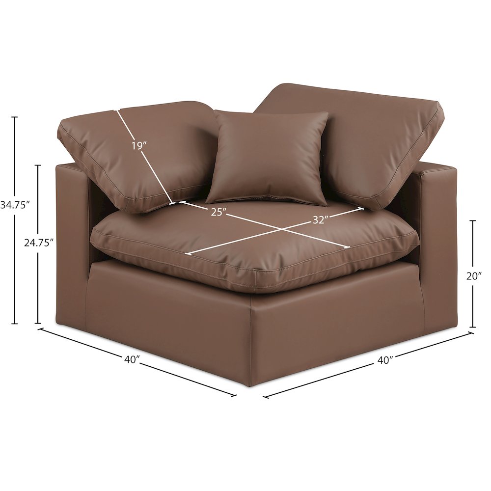 Comfy Brown Vegan Leather Modular Corner Chair
