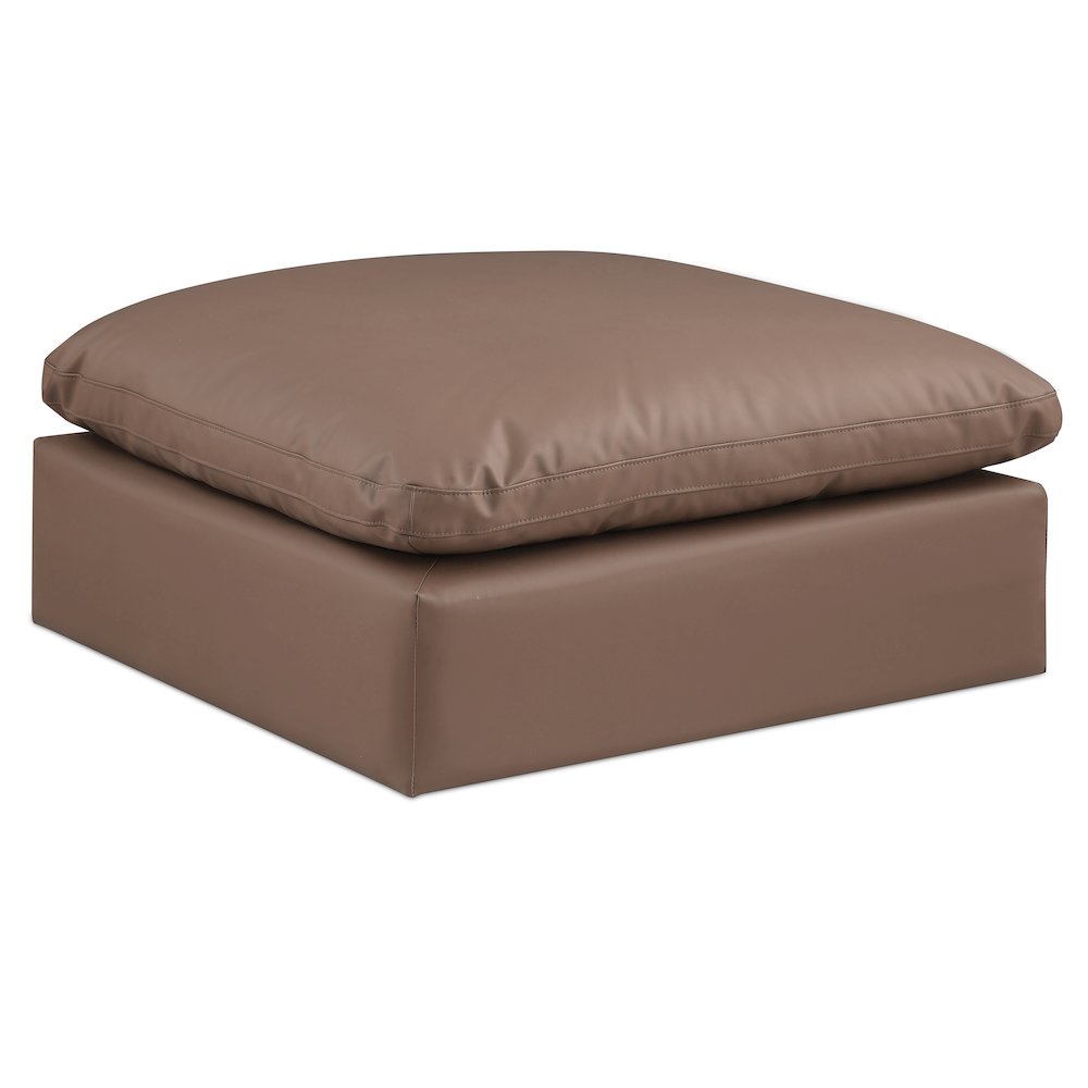 Comfy Brown Vegan Leather Modular Ottoman