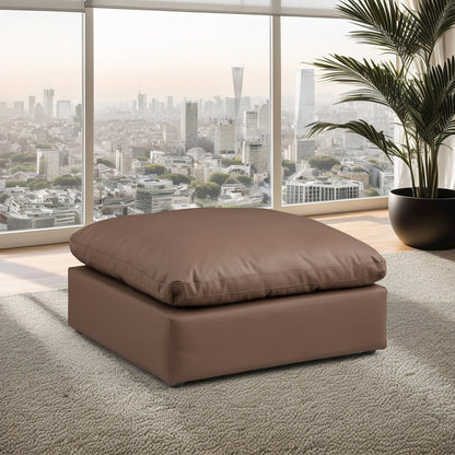 Comfy Brown Vegan Leather Modular Ottoman