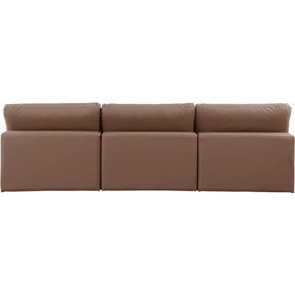 Comfy Brown Vegan Leather Modular Sofa