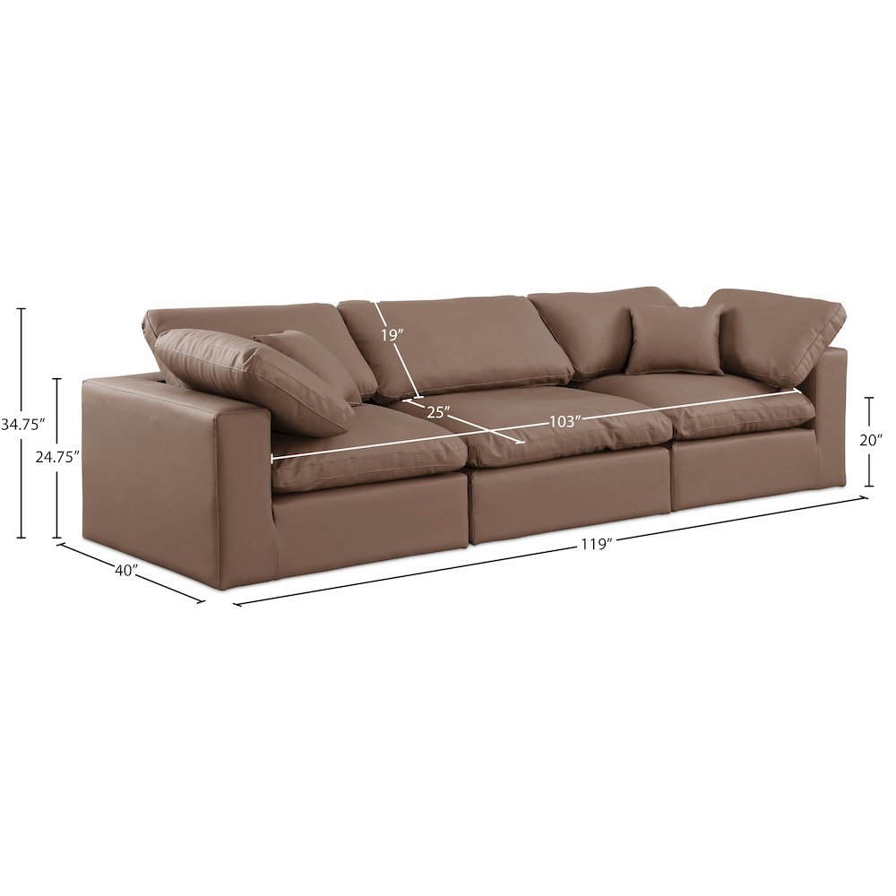 Comfy Brown Vegan Leather Modular Sofa