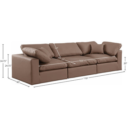 Comfy Brown Vegan Leather Modular Sofa