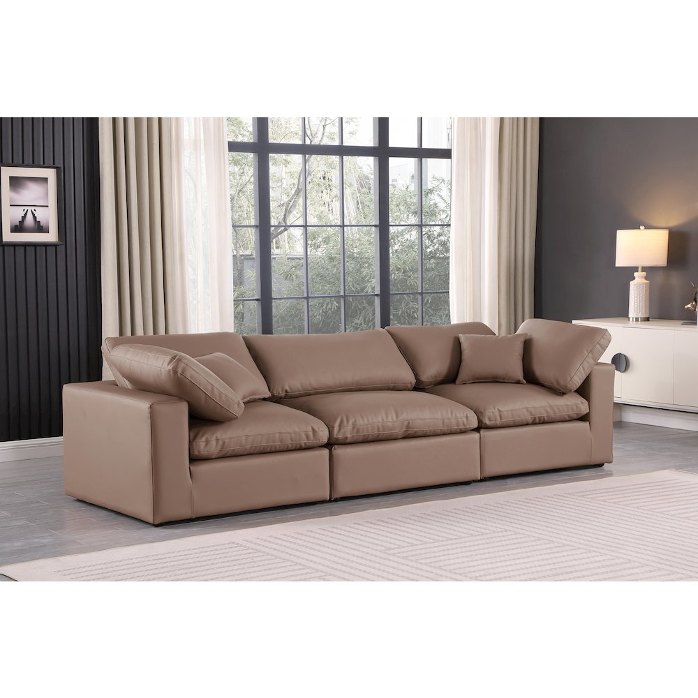 Comfy Brown Vegan Leather Modular Sofa