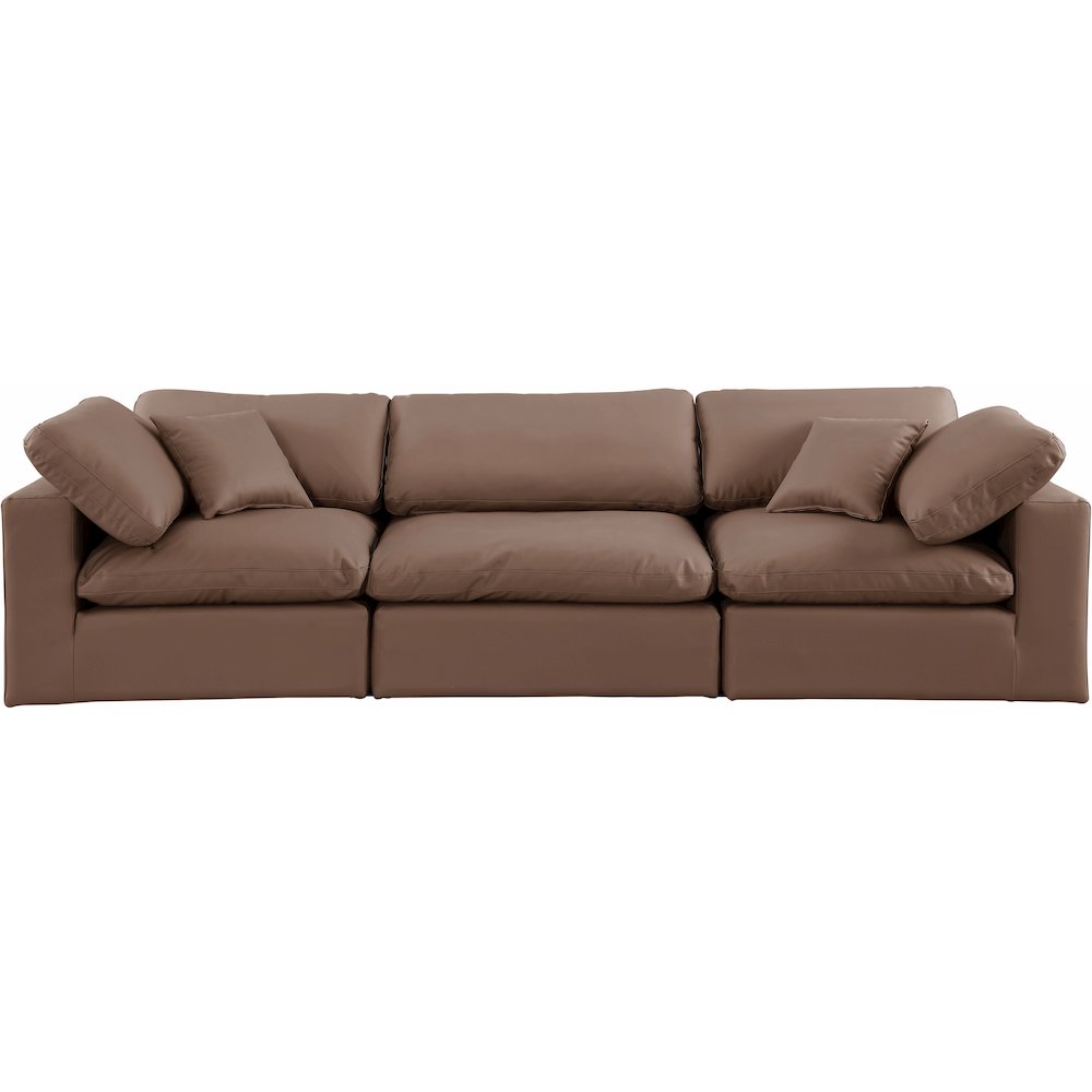 Comfy Brown Vegan Leather Modular Sofa