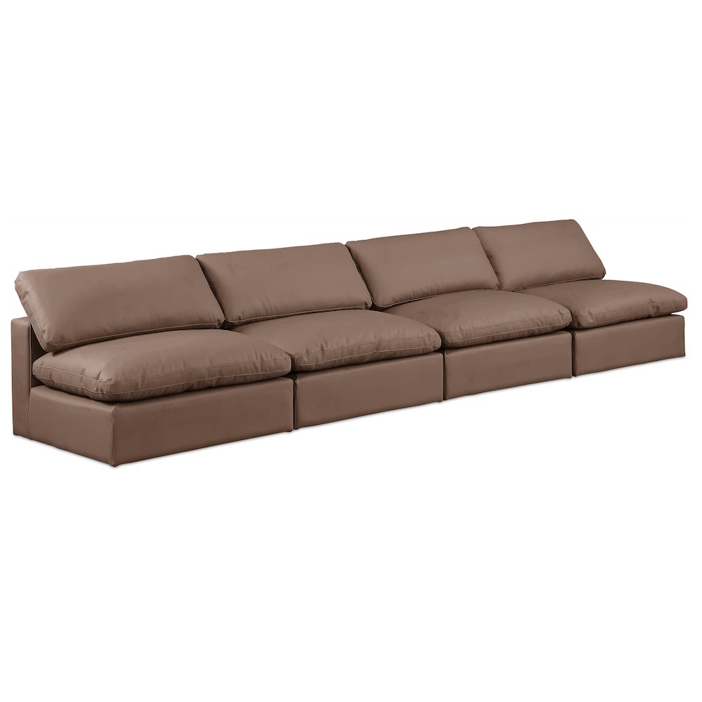 Comfy Brown Vegan Leather Modular Sofa