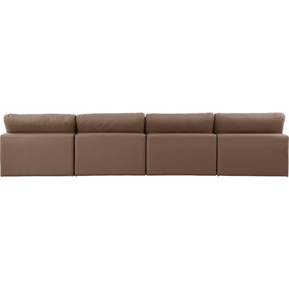Comfy Brown Vegan Leather Modular Sofa