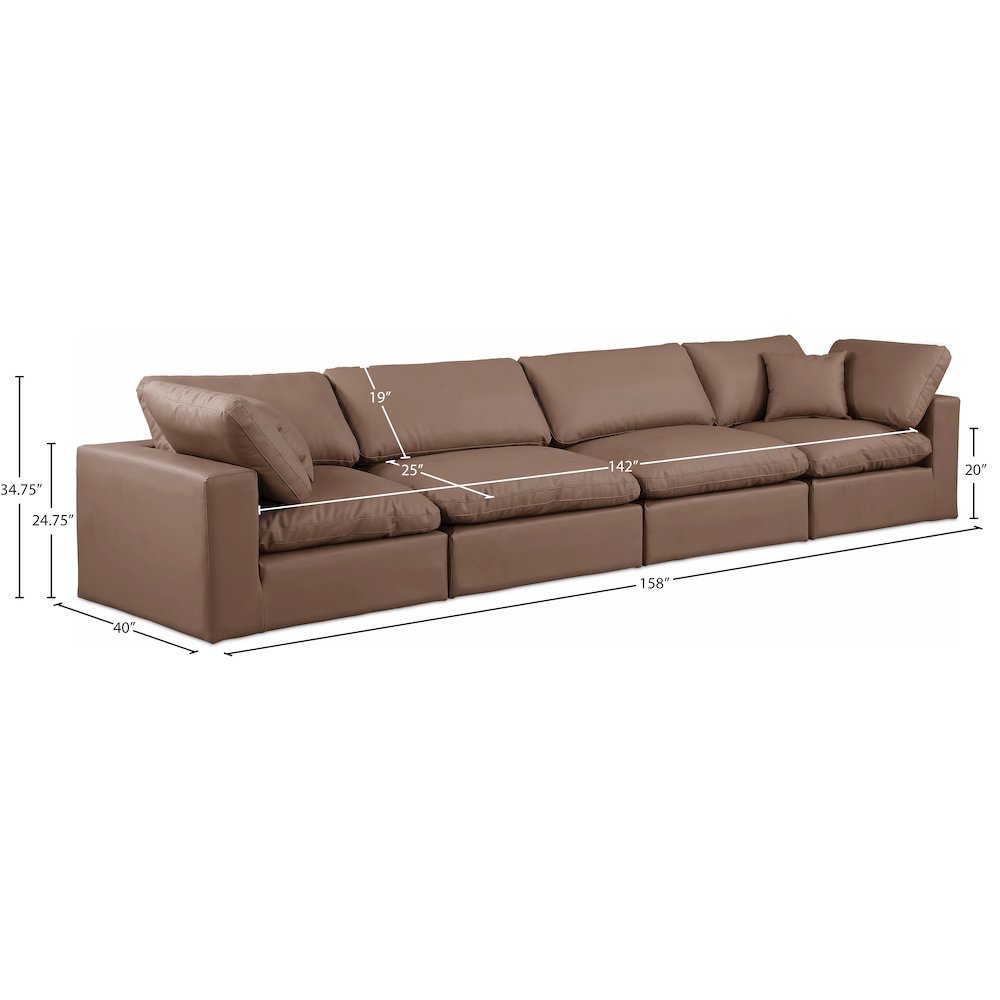 Comfy Brown Vegan Leather Modular Sofa