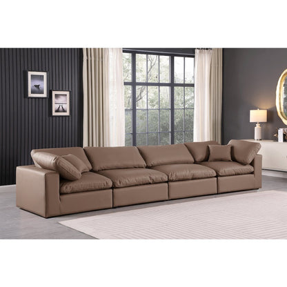 Comfy Brown Vegan Leather Modular Sofa
