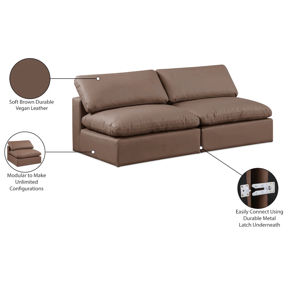 Comfy Brown Vegan Leather Modular Sofa