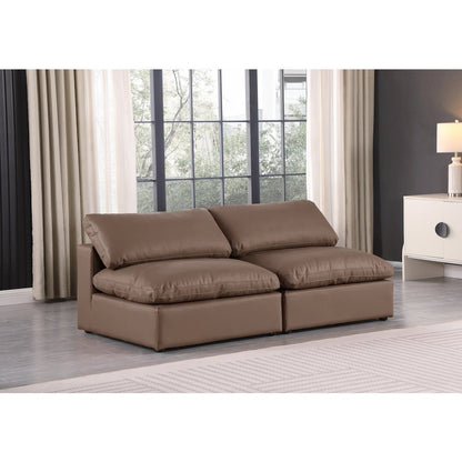 Comfy Brown Vegan Leather Modular Sofa