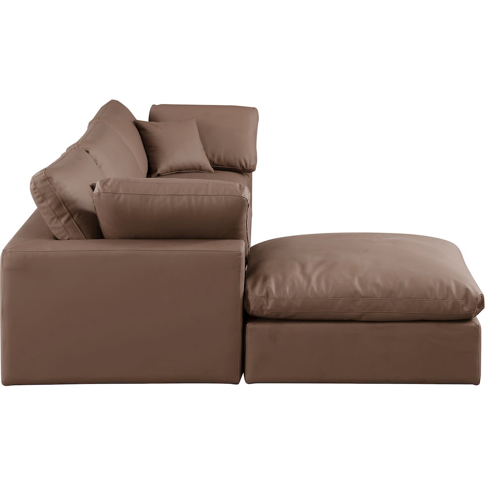 Comfy Brown Vegan Leather Modular Sectional