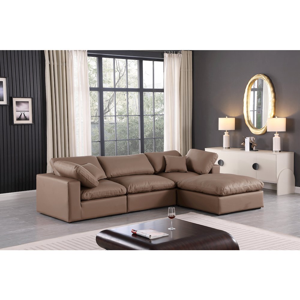Comfy Brown Vegan Leather Modular Sectional