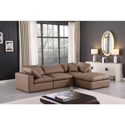 Comfy Brown Vegan Leather Modular Sectional