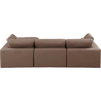 Comfy Brown Vegan Leather Modular Sectional