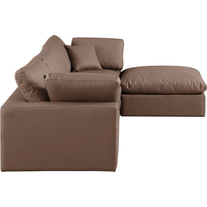 Comfy Brown Vegan Leather Modular Sectional