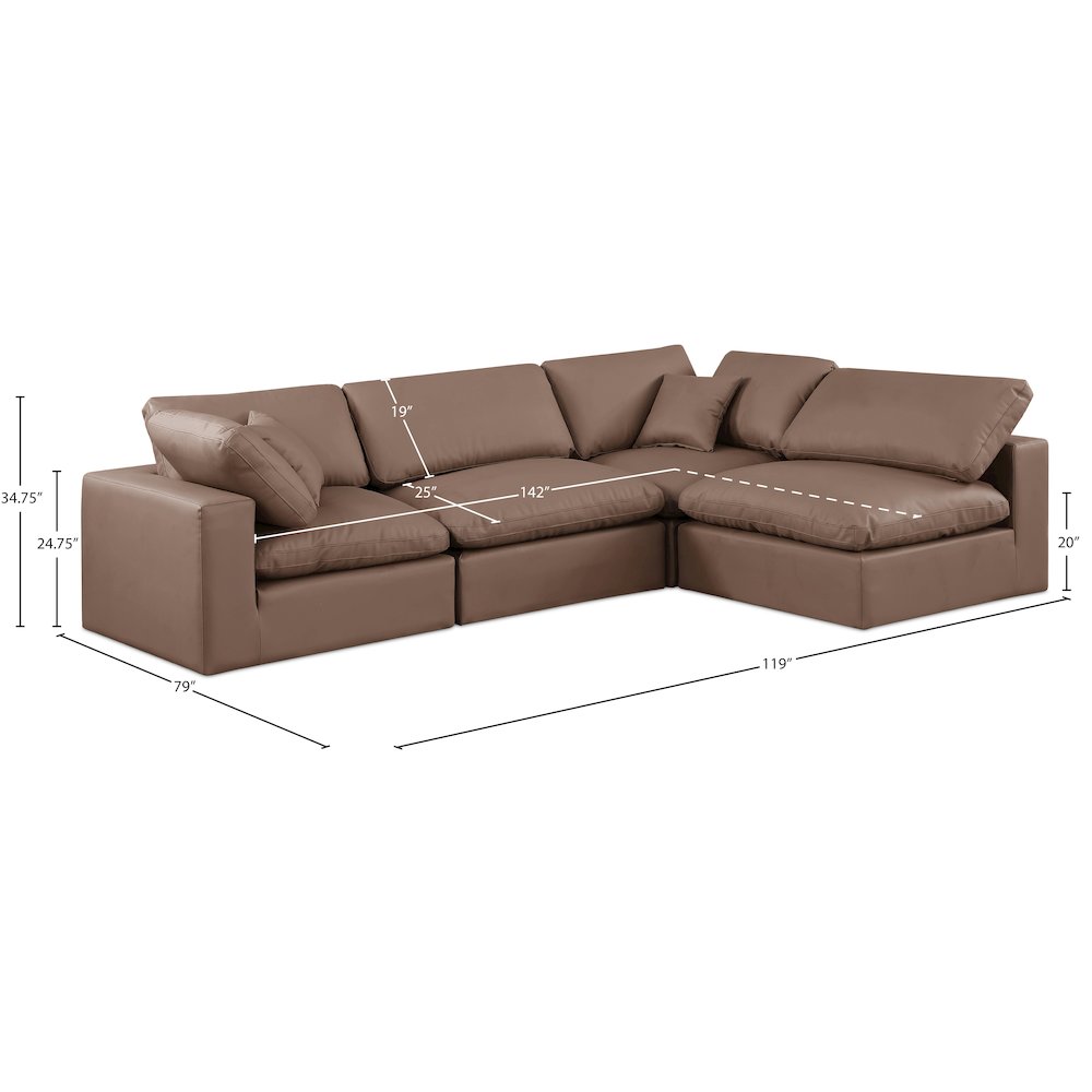 Comfy Brown Vegan Leather Modular Sectional