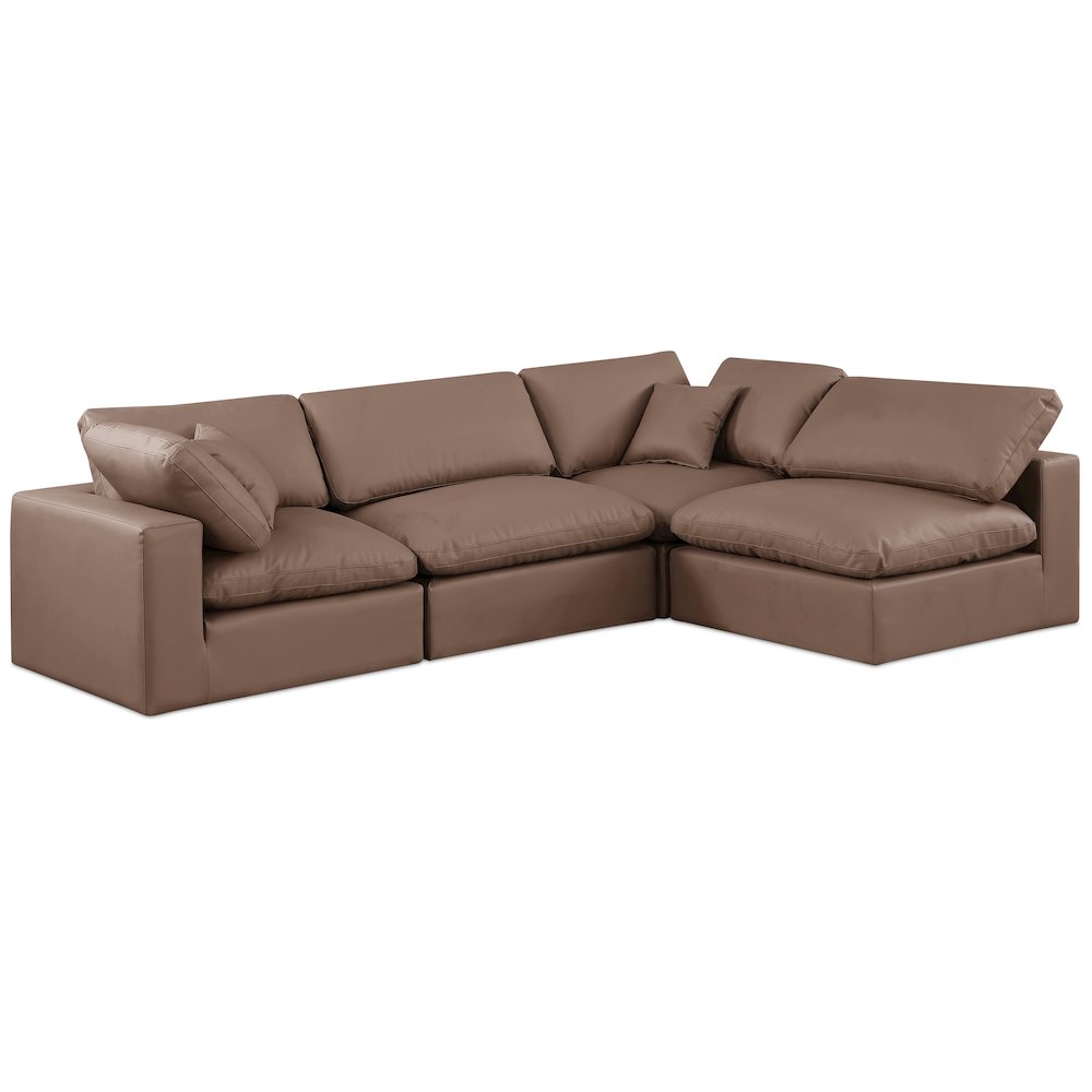 Comfy Brown Vegan Leather Modular Sectional