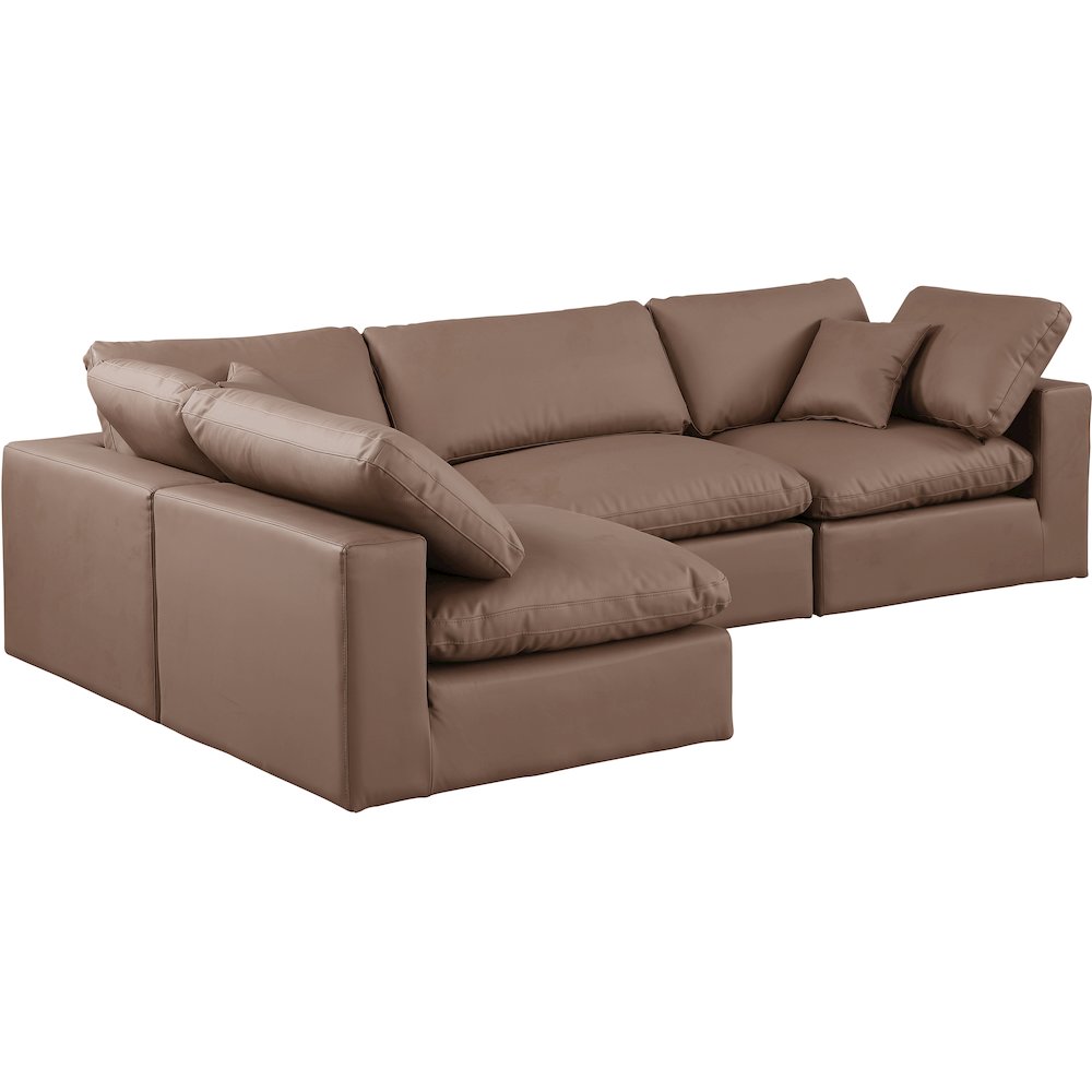Comfy Brown Vegan Leather Modular Sectional