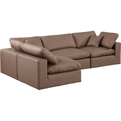 Comfy Brown Vegan Leather Modular Sectional